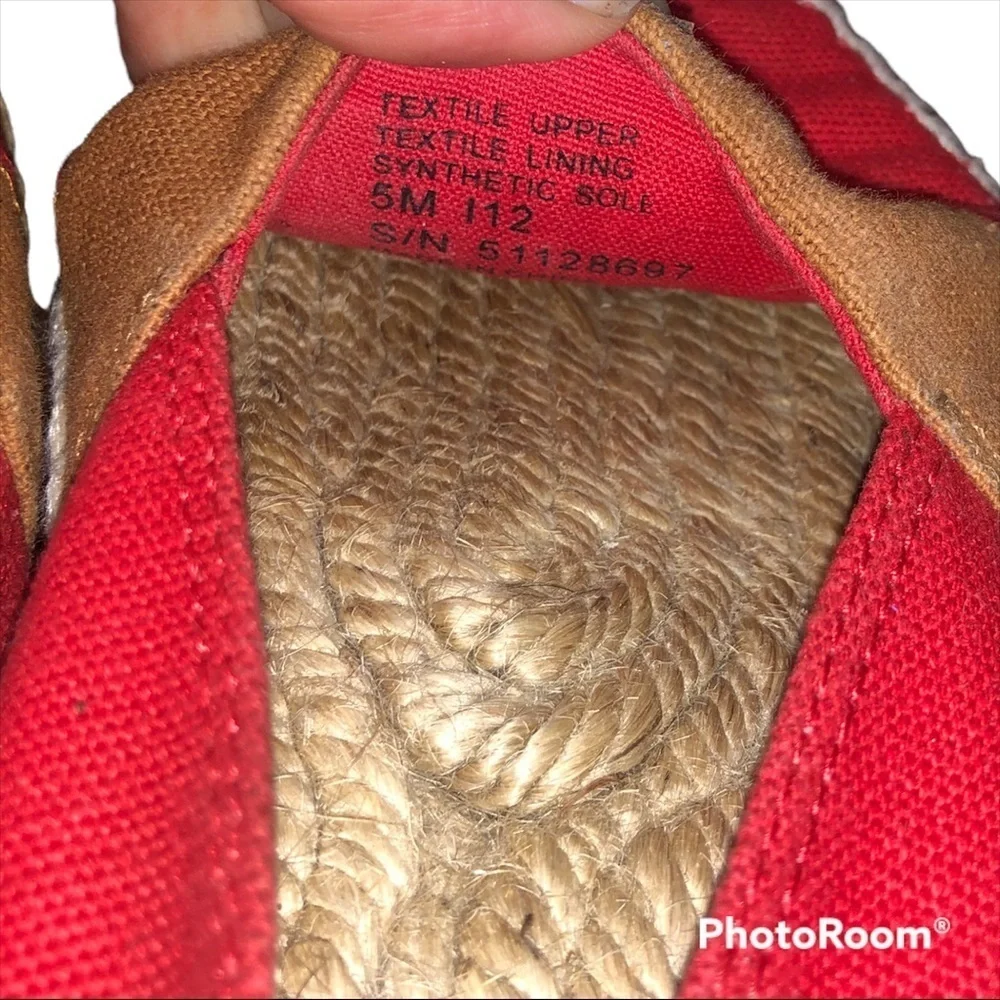 TORY BURCH Jamie Tan & Red Espadrilles Flat